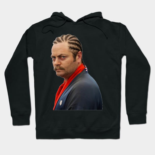 Ron Swanson Braids Hoodie by Biscuit25